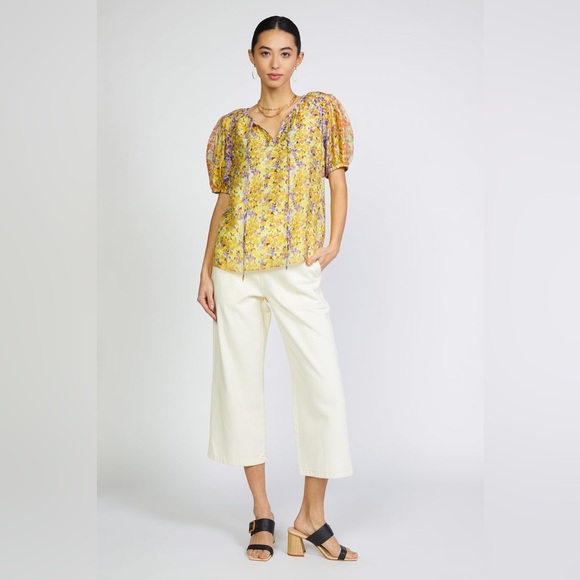 Anthropologie x Current Air floral watercolor print blouse size small romantic - Picture 5 of 17